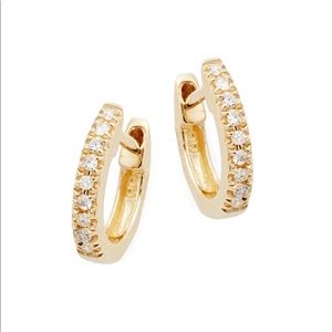 14K Yellow Gold & Diamond Huggie Hoop Earrings
